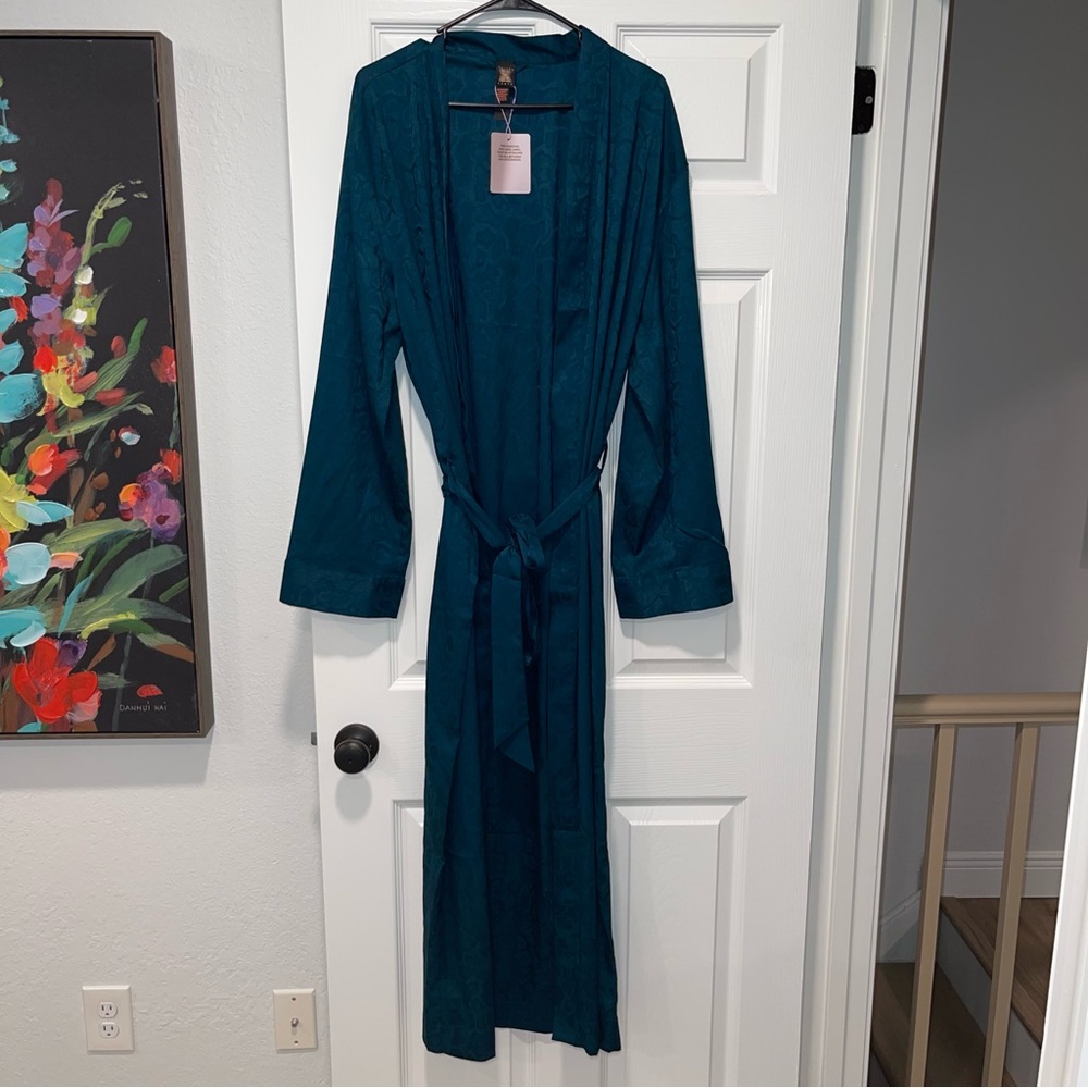 NWT Savage X Fenty Satin Jacquard Long Robe - Picture 2 of 7